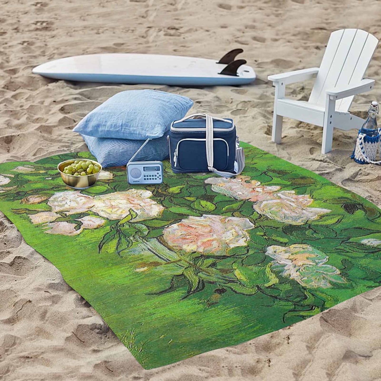 Vintage Floral waterproof picnic mat, 69 x 55in, Design 06