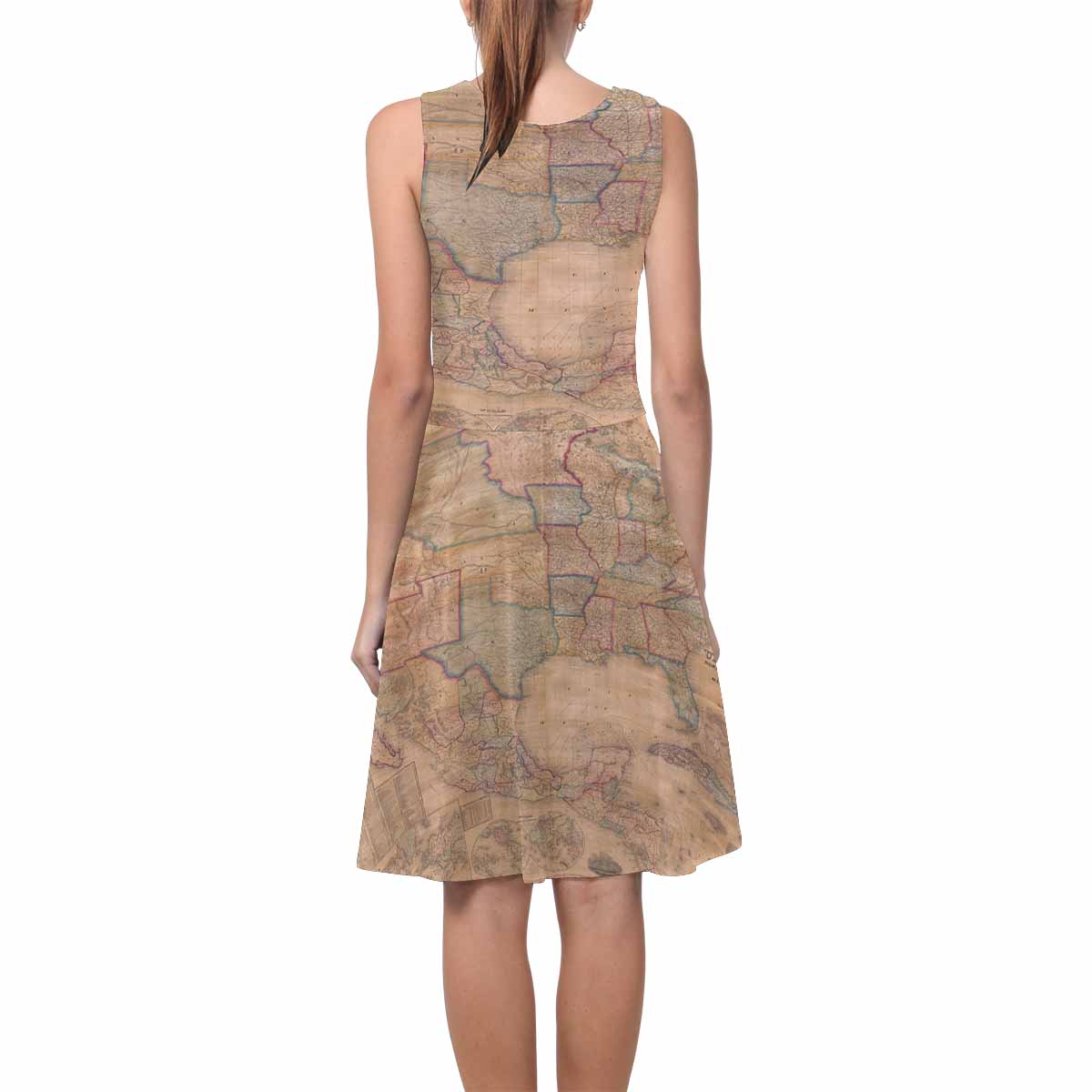 Antique Map casual summer dress, MODEL 09534, design 21