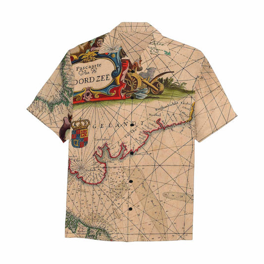 Antique Map design Hawaiian mens shirt, Design 7