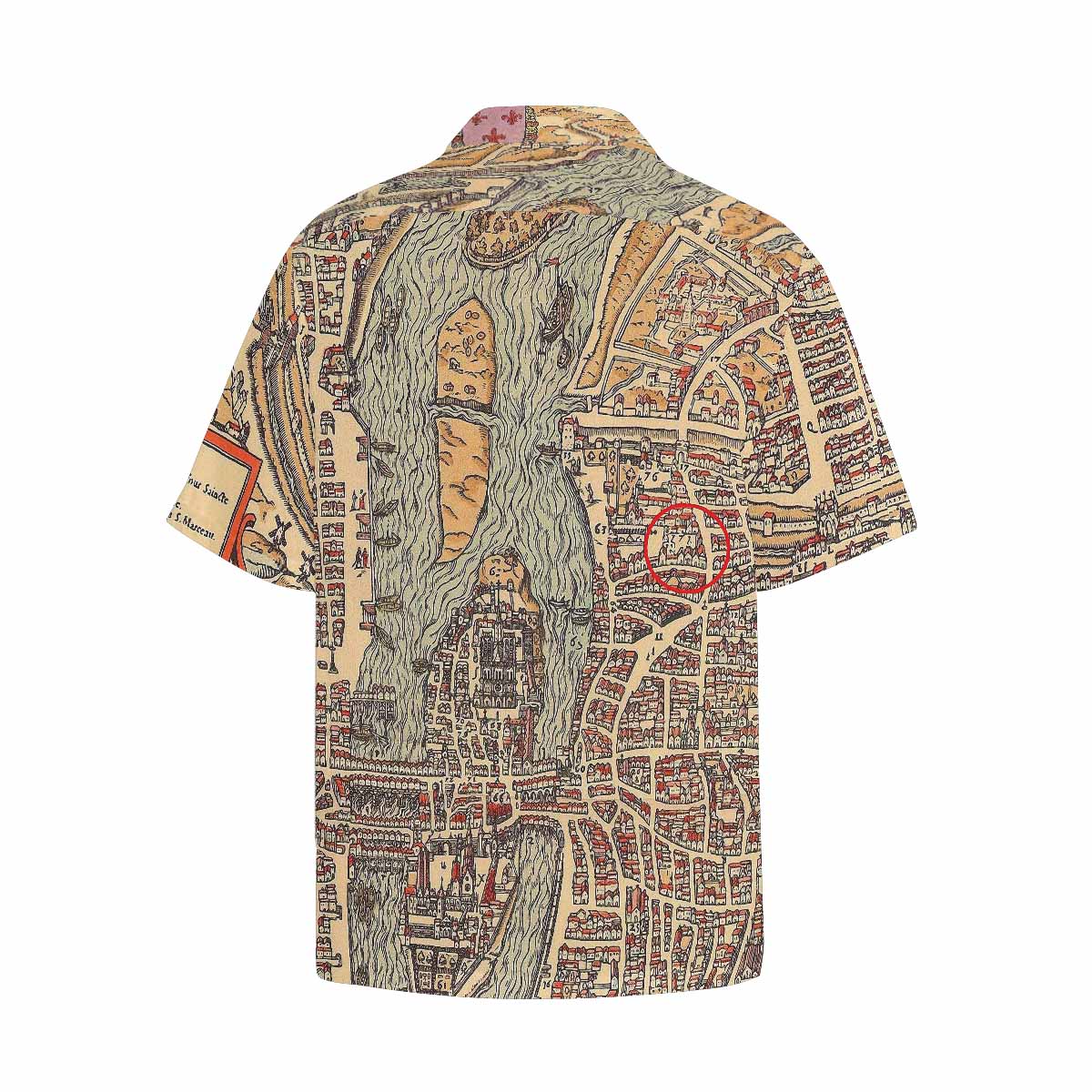 Antique Map design Hawaiian mens shirt, Design 49