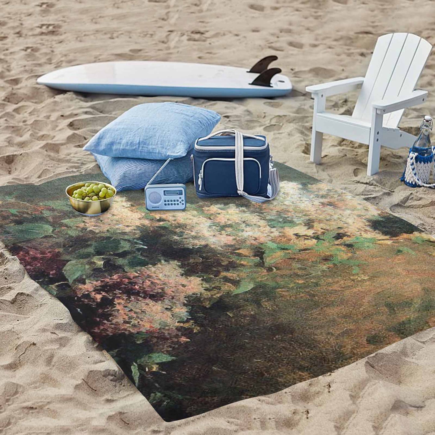 Vintage Floral waterproof picnic mat, 69 x 55in, Design 34