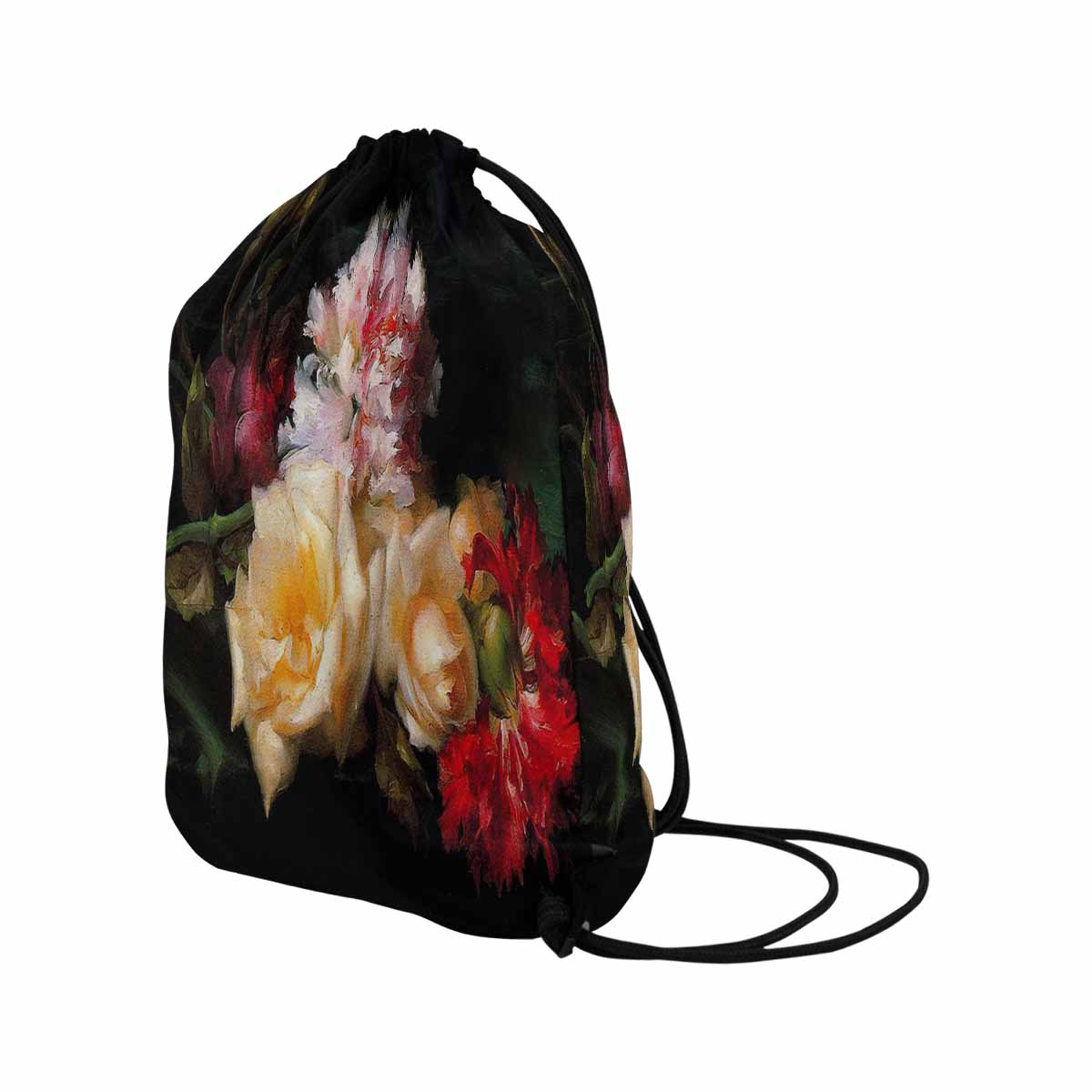 Vintage Floral print, DRAWSTRING BAG, LARGE, Design 30