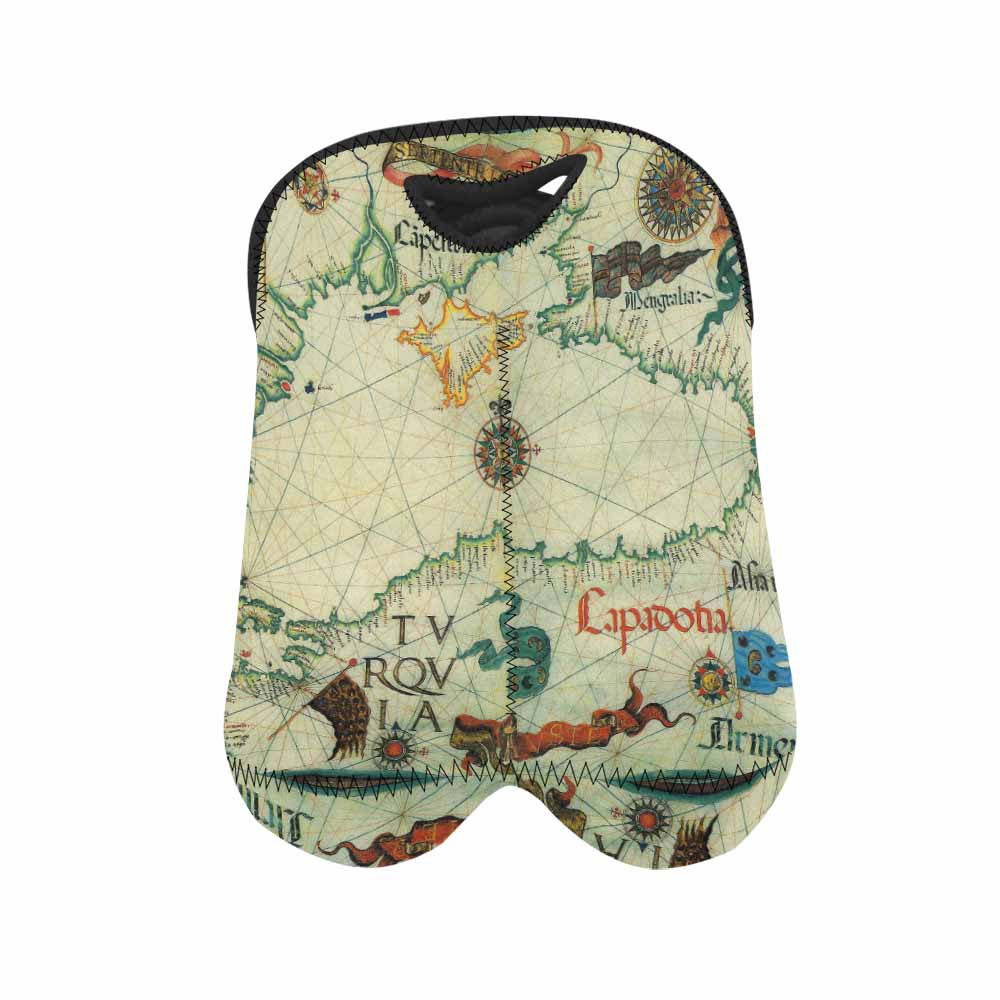 2 Bottle Antique map wine bag,Design 33