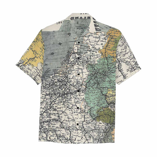 Antique Map design Hawaiian mens shirt, Design 18