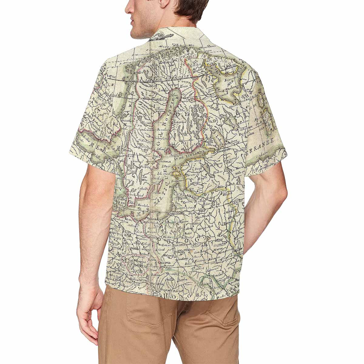 Antique Map design Hawaiian mens shirt, Design 3