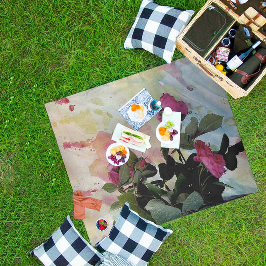 Vintage Floral waterproof picnic mat, 61 x 55in, Design 21