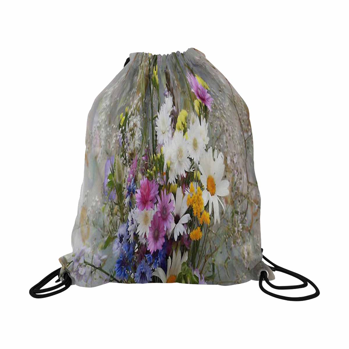 Vintage Floral print, DRAWSTRING BAG, LARGE, Design 02