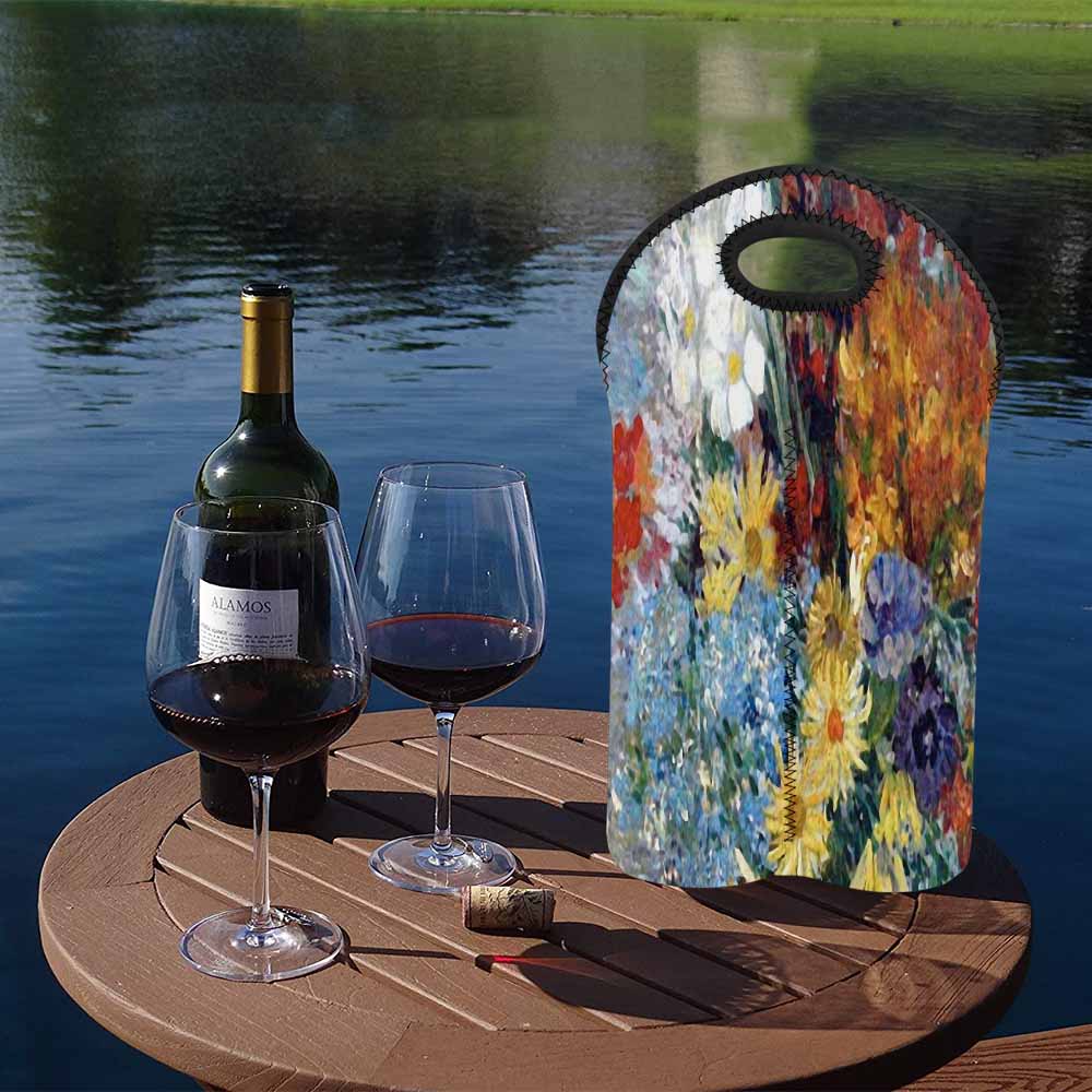 Vintage floral 2 bottle wine bag, Design 41