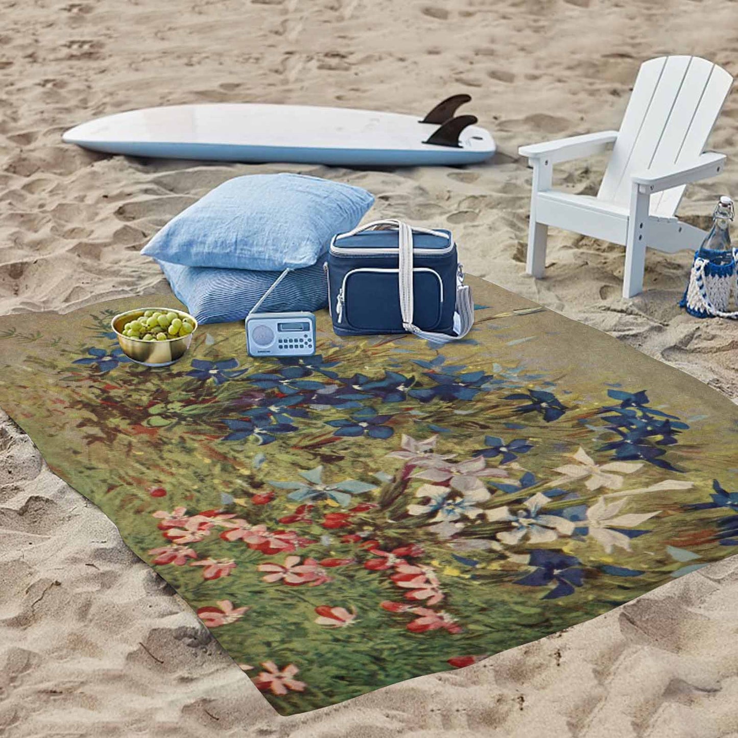 Vintage Floral waterproof picnic mat, 69 x 55in, Design 39