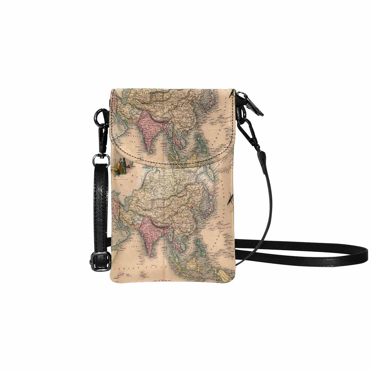 Antique map cell phone purse, moble purse, Design 37