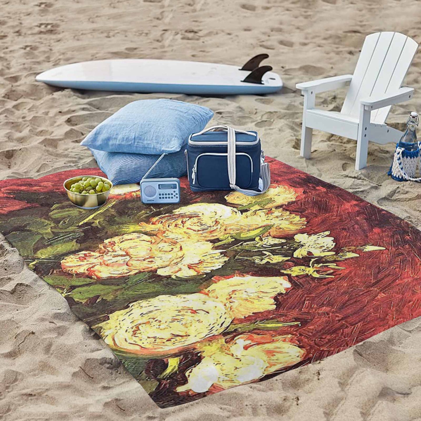 Vintage Floral waterproof picnic mat, 69 x 55in, Design 27