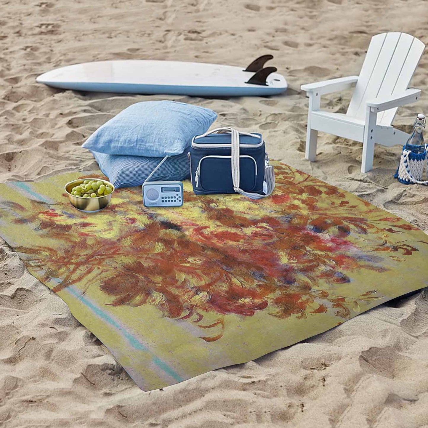 Vintage Floral waterproof picnic mat, 61 x 55in, Design 11