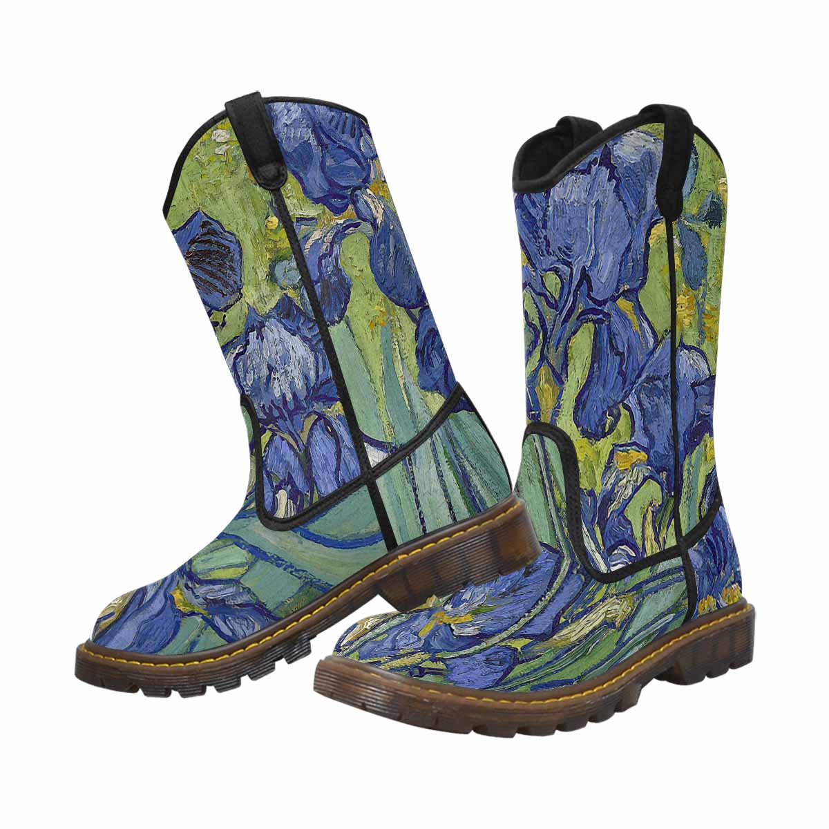 Vintage floral print, western lumber boots Design 40