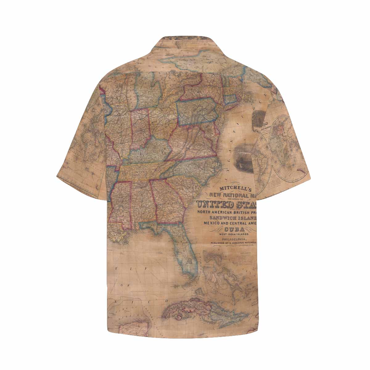 Antique Map design Hawaiian mens shirt, Design 28