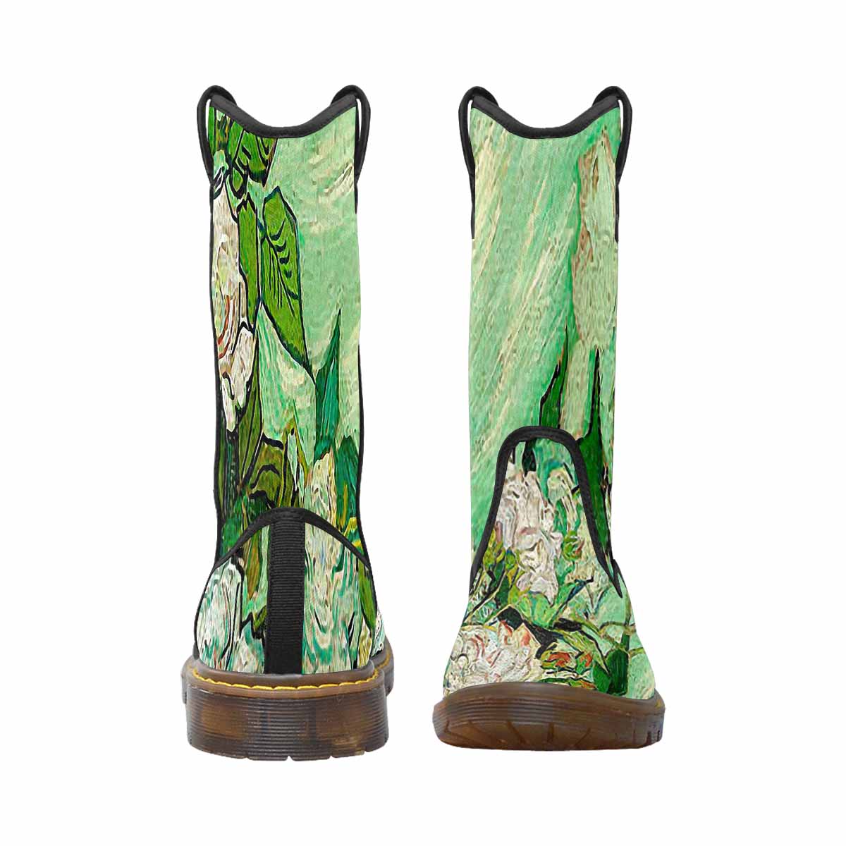 Vintage floral print, western lumber boots Design 45