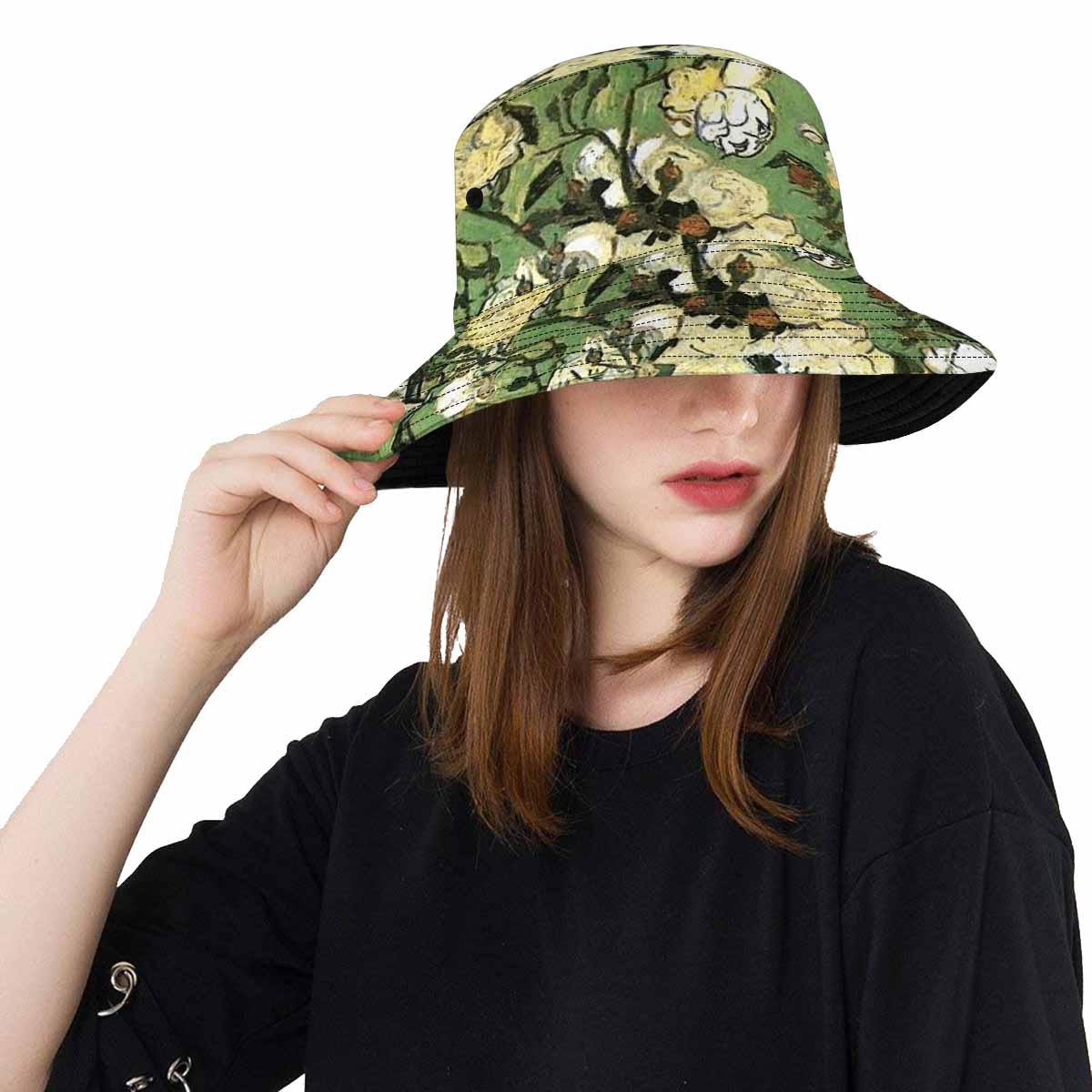 Vintage floral unisex bucket boonie Hat, outdoors hat, Design 55