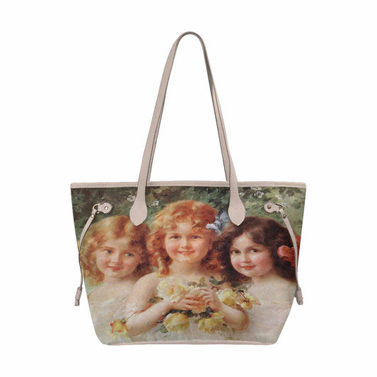 Victorian Lady Design Handbag, Model 1695361, Three Sisters, BEIGE/TAN TRIM