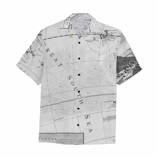 Antique Map design Hawaiian mens shirt, Design 38