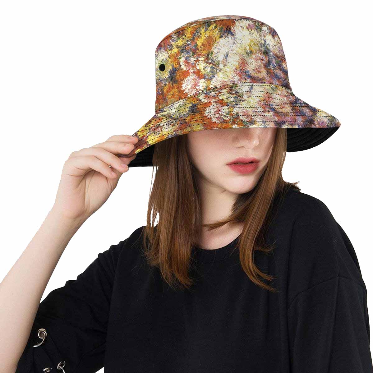 Vintage floral unisex bucket boonie Hat, outdoors hat, Design 57