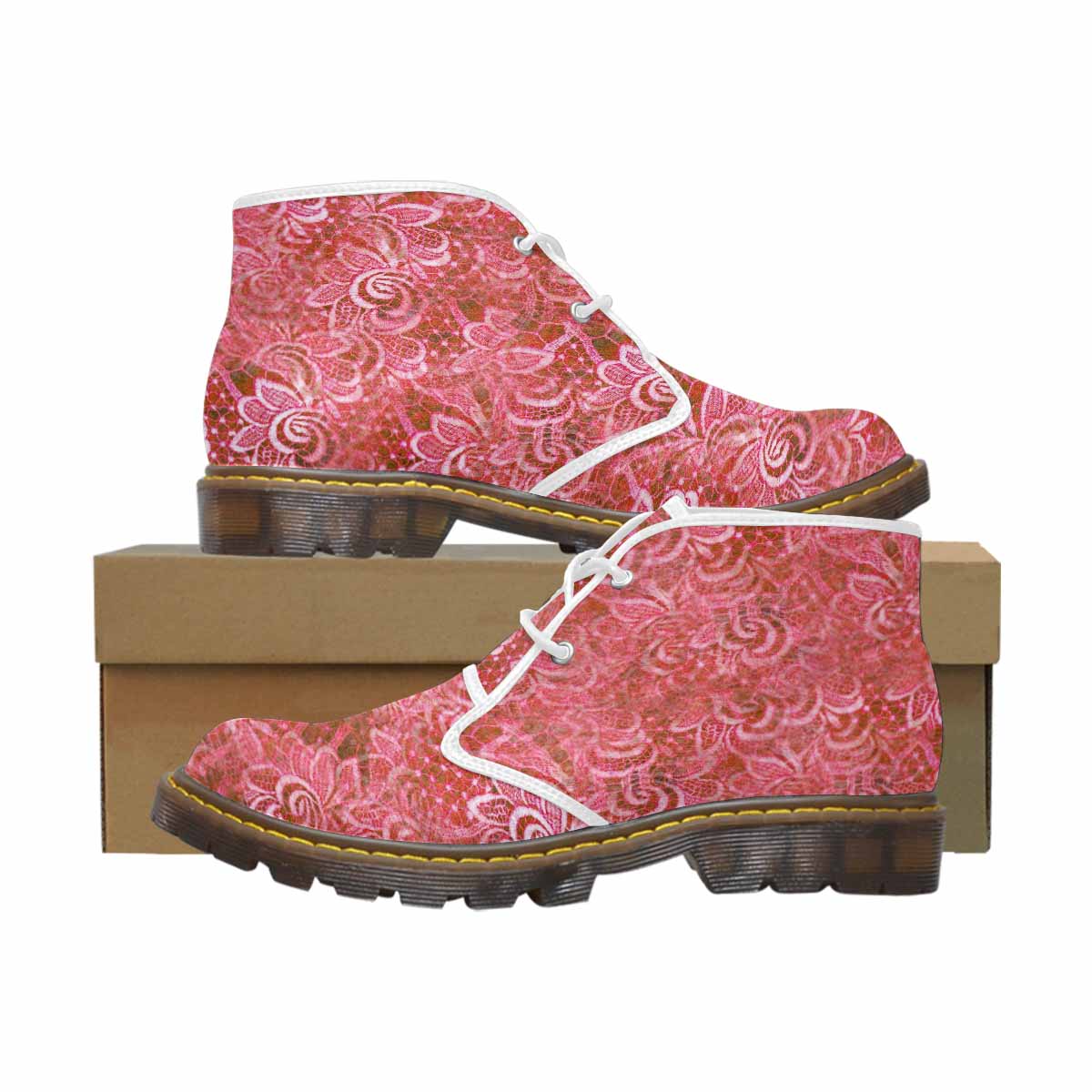 Lace Print, Cute comfy womens Chukka boots, design 33