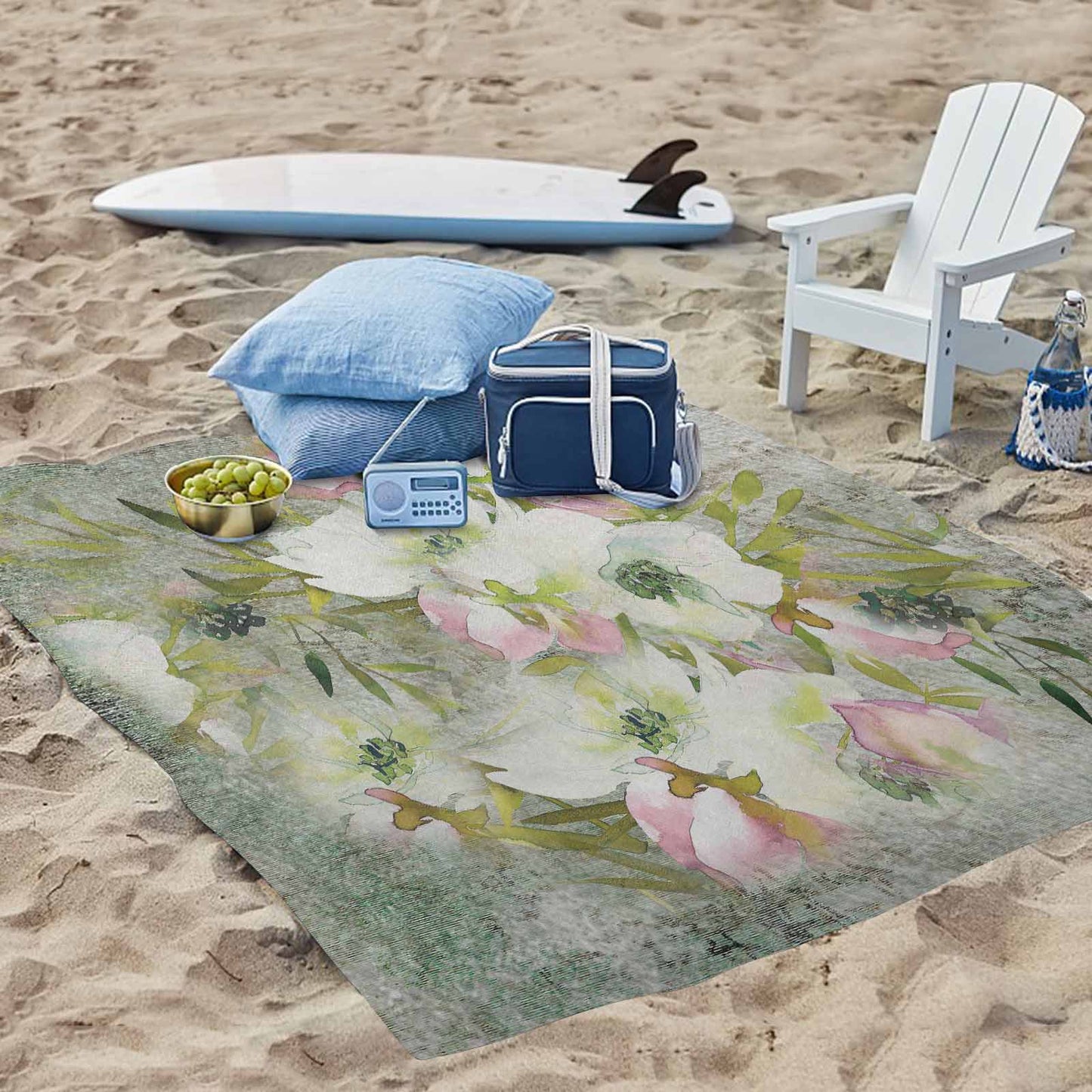 Vintage Floral waterproof picnic mat, 69 x 55in, Design 03