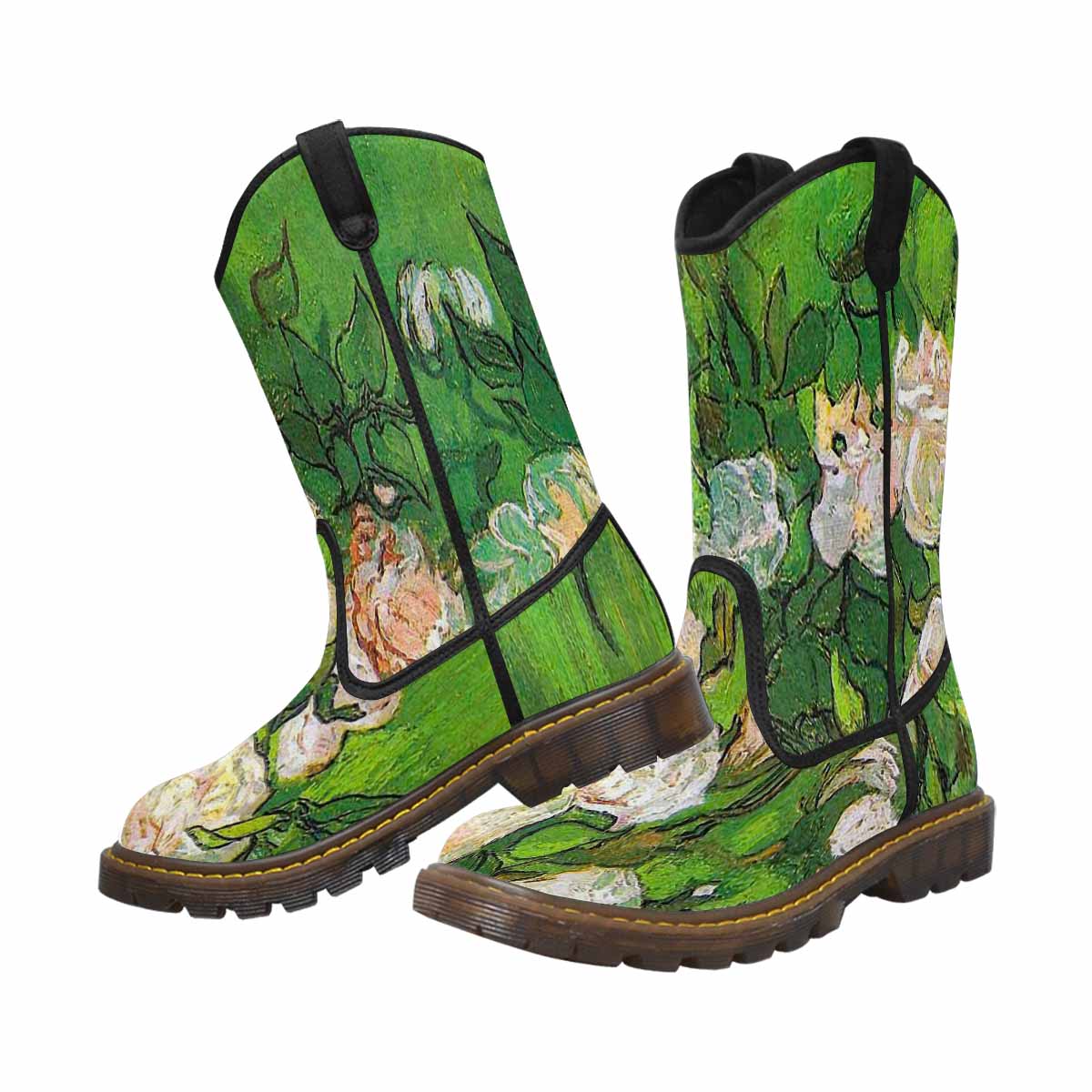 Vintage floral print, western lumber boots Design 06