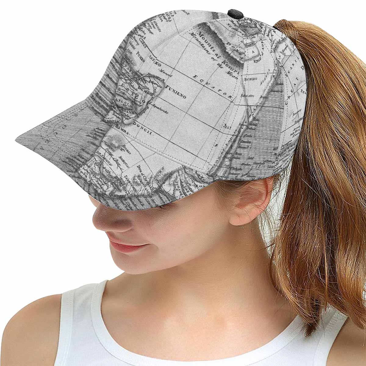 Antique Map design mens or womens deep snapback cap, trucker hat, Design 2