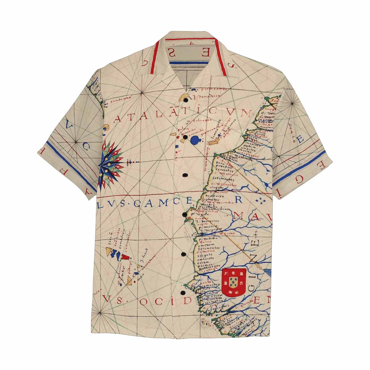 Antique Map design Hawaiian mens shirt, Design 45