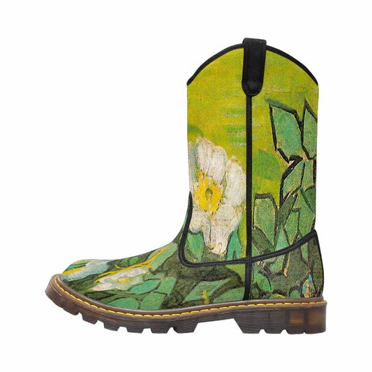 Vintage floral print, western lumber boots Design 01