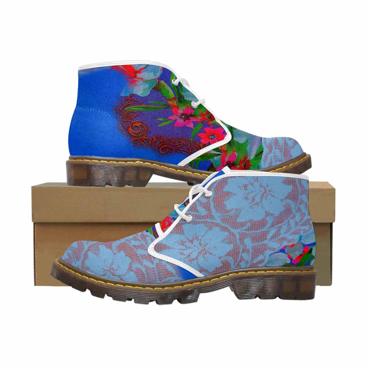 Lace Print, Cute comfy womens Chukka boots, design 46