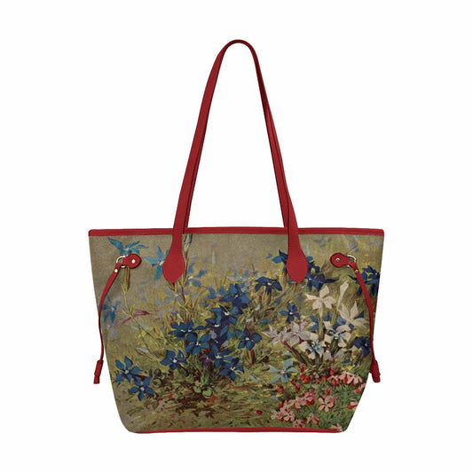 Vintage Floral Handbag, Classic Handbag, Mod 1695361 Design 39 RED TRIM