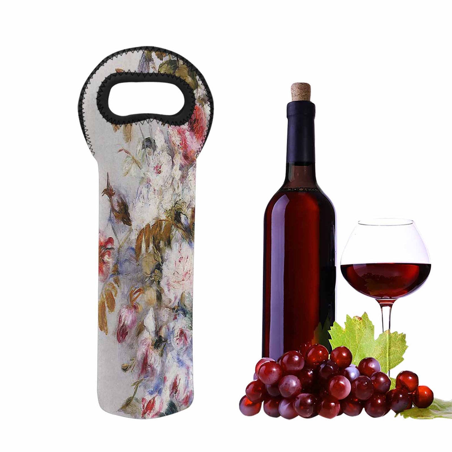 Vintage floral 1 bottle wine bag, Design 12