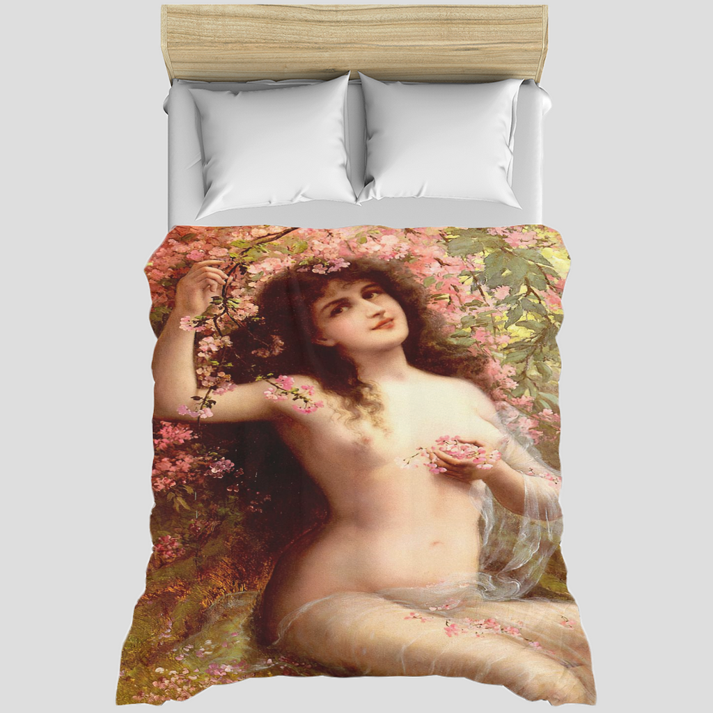 Victorian lady design Duvet cover, king, queen or twin size, Among The Blossoms