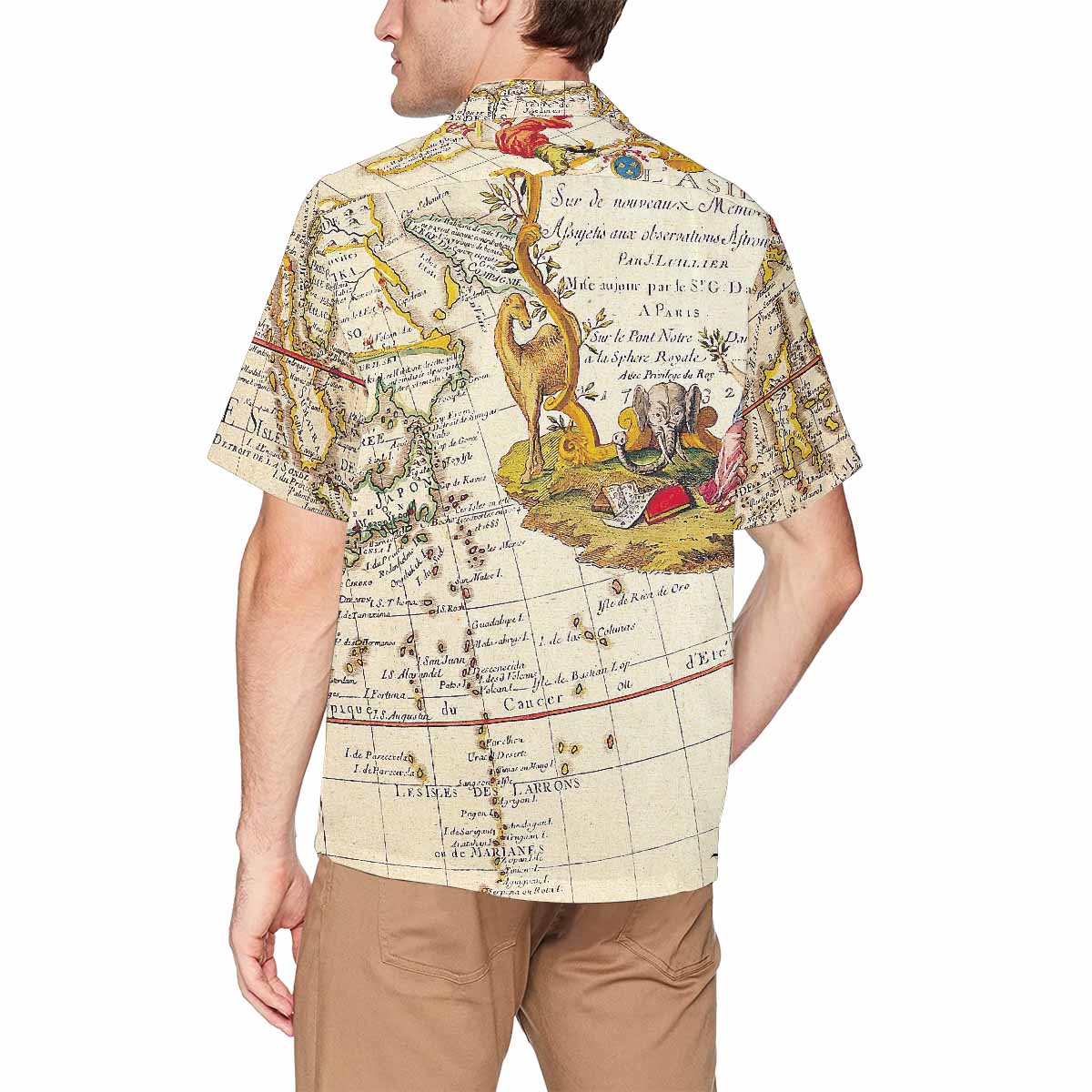 Antique Map design Hawaiian mens shirt, Design 10