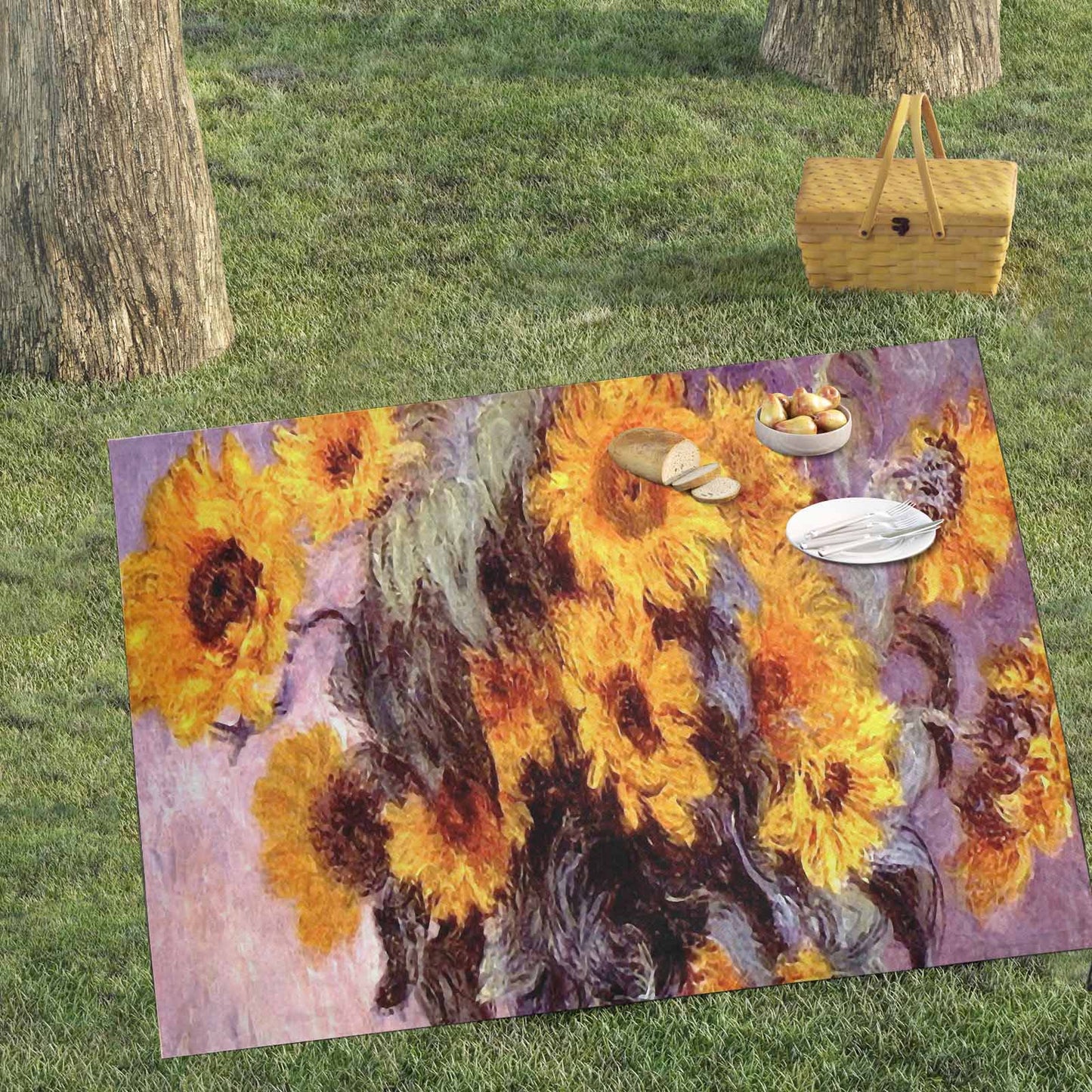 Vintage Floral waterproof picnic mat, 69 x 55in, Design 49