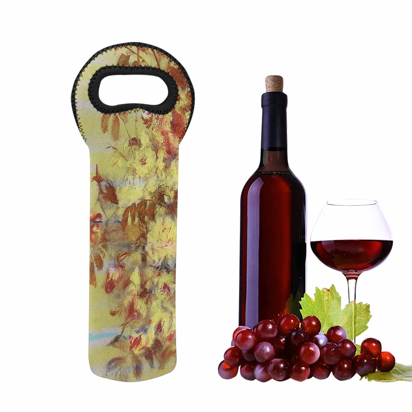 Vintage floral 1 bottle wine bag, Design 11