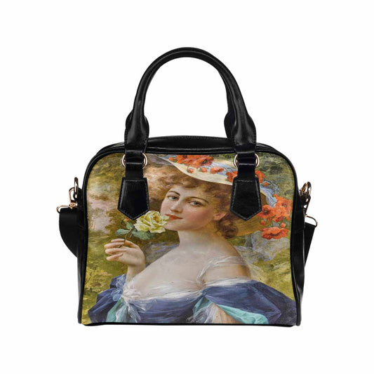 Victorian Lady design handbag, Mod 19163453, Woman with yellow rose at mouth