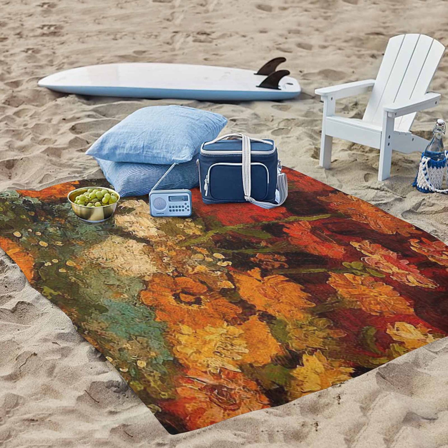 Vintage Floral waterproof picnic mat, 69 x 55in, Design 31