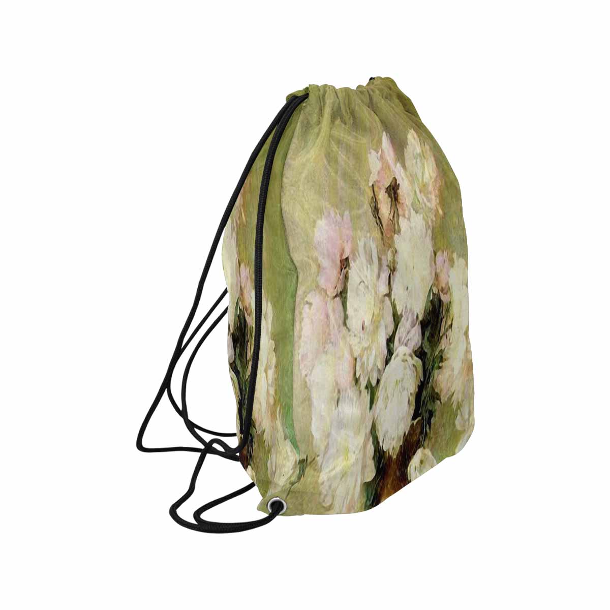 Vintage Floral print, DRAWSTRING BAG, LARGE, Design 35