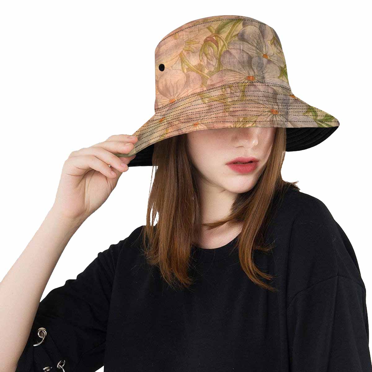 Vintage floral unisex bucket boonie Hat, outdoors hat, Design 13xx   Unisex Bucket Boonie Hat