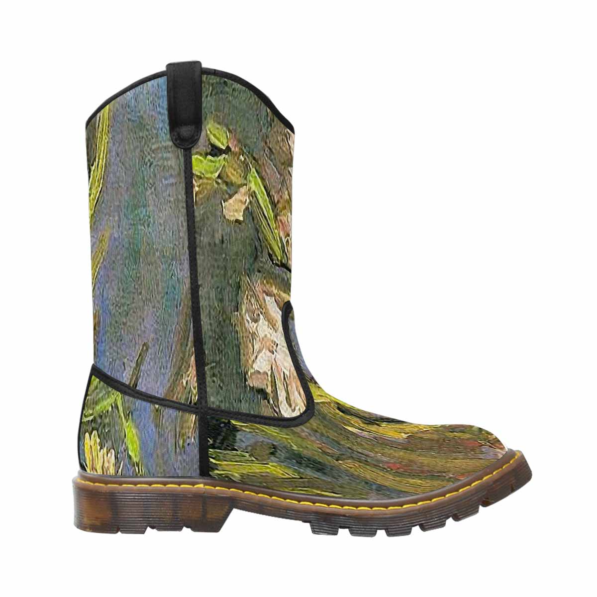 Vintage floral print, western lumber boots Design 59