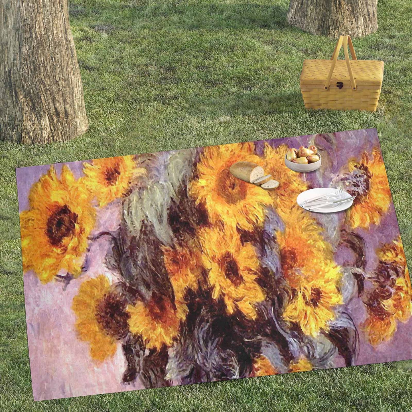 Vintage Floral waterproof picnic mat, 81 x 55in, Design 49