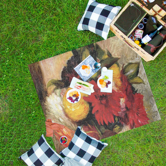 Vintage Floral waterproof picnic mat, 61 x 55in, Design 25