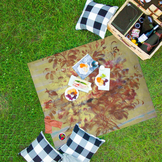 Vintage Floral waterproof picnic mat, 61 x 55in, Design 11