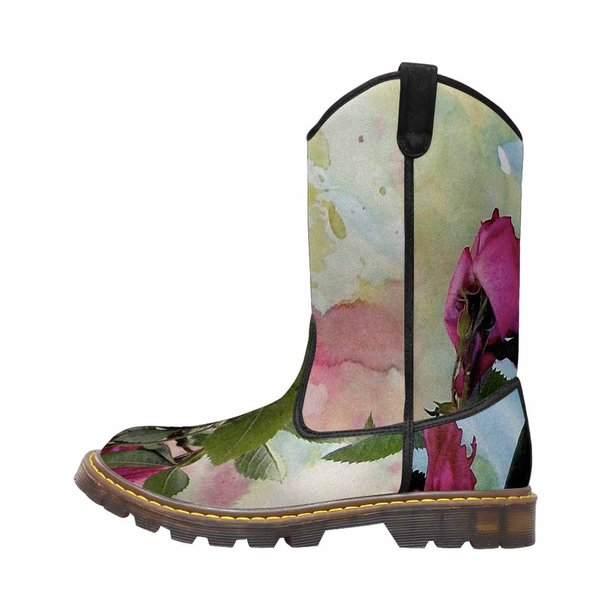 Vintage floral print, western lumber boots Design 21