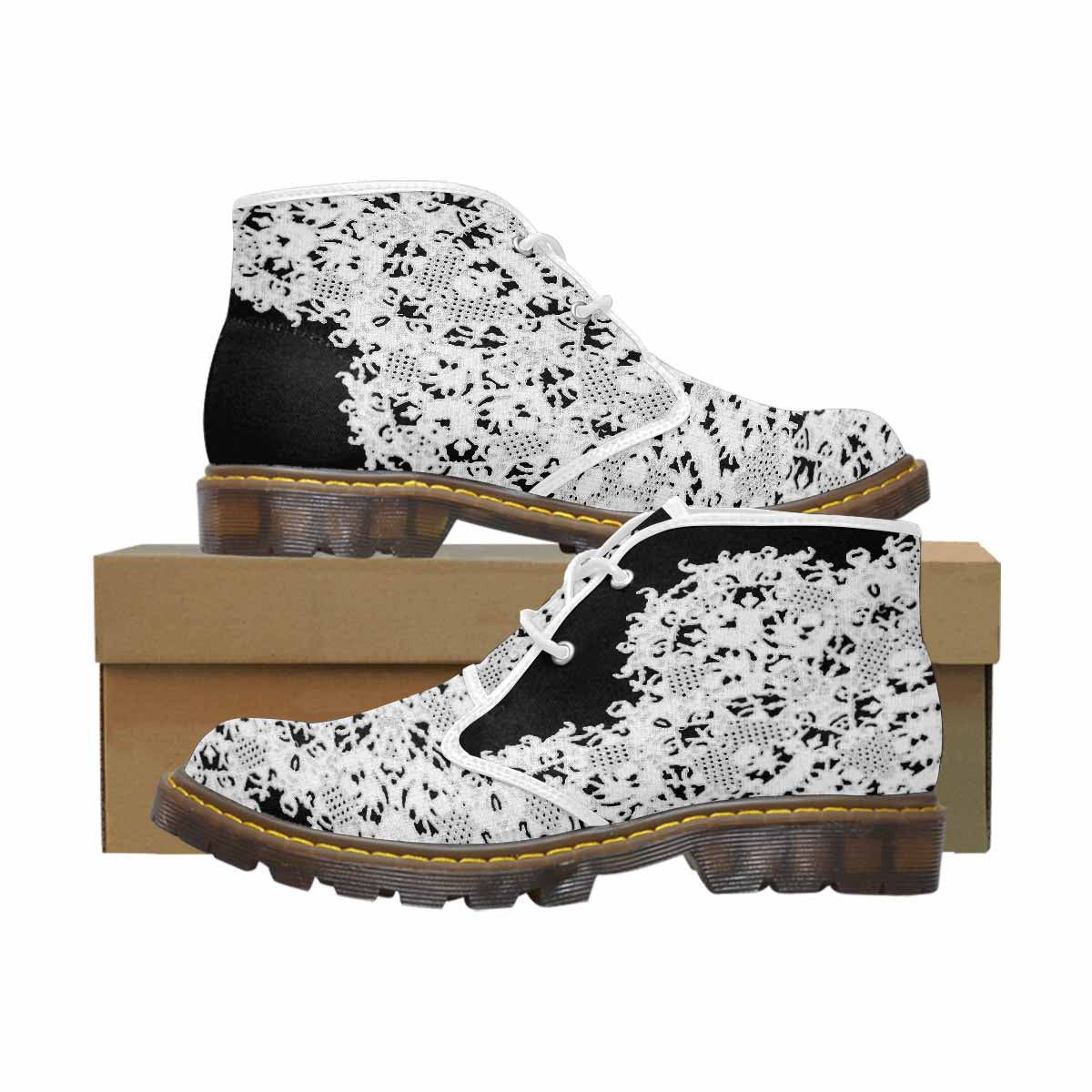 Lace Print, Cute comfy womens Chukka boots, design 50