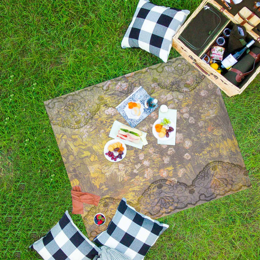 Vintage Floral waterproof picnic mat, 61 x 55in, Design 05x