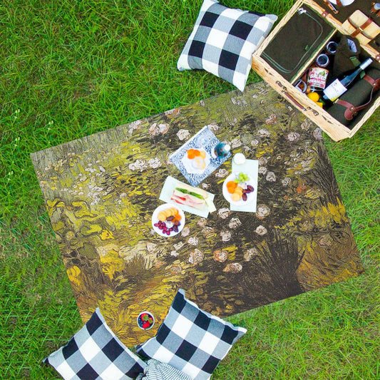 Vintage Floral waterproof picnic mat, 69 x 55in, Design 05