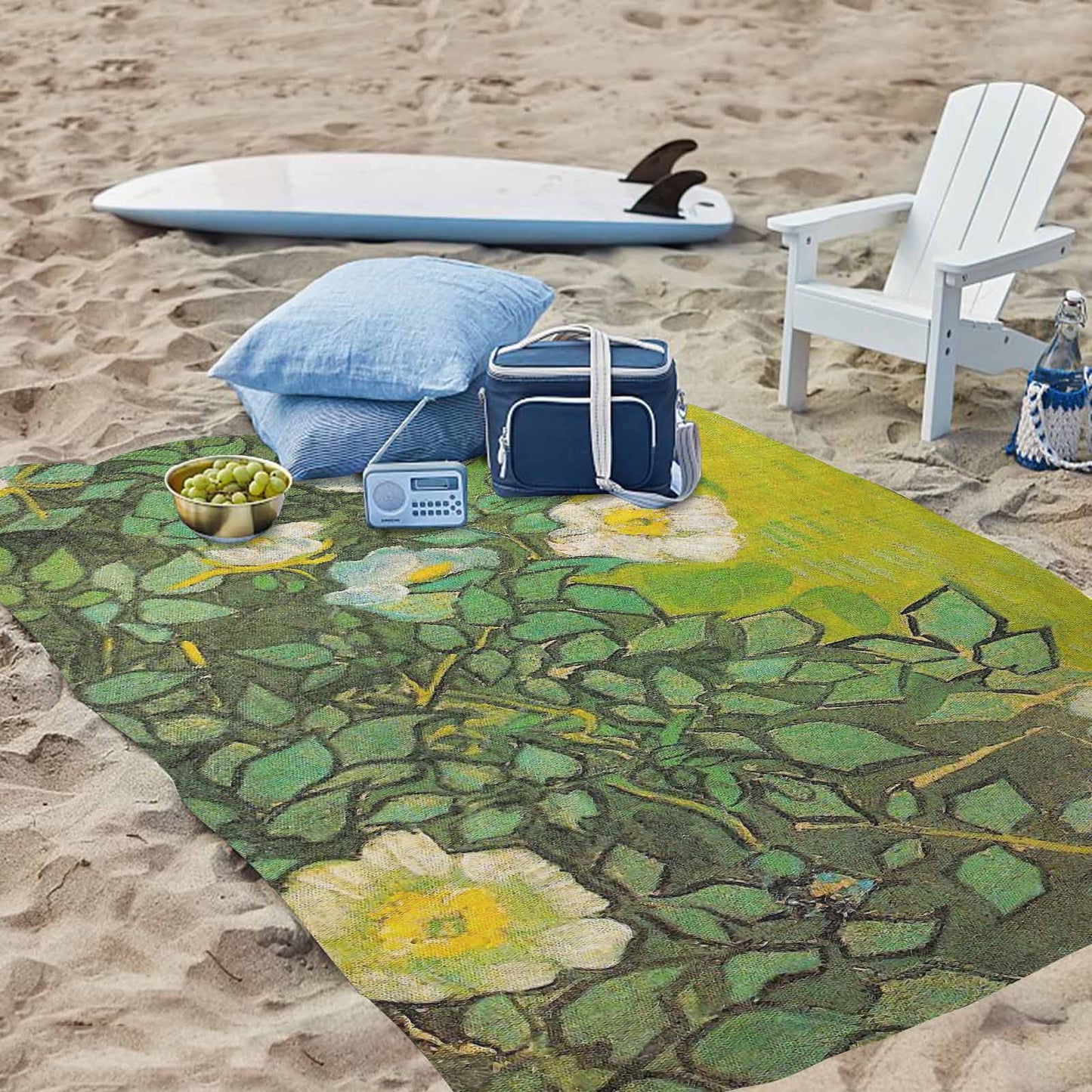 Vintage Floral waterproof picnic mat, 81 x 55in, Design 01