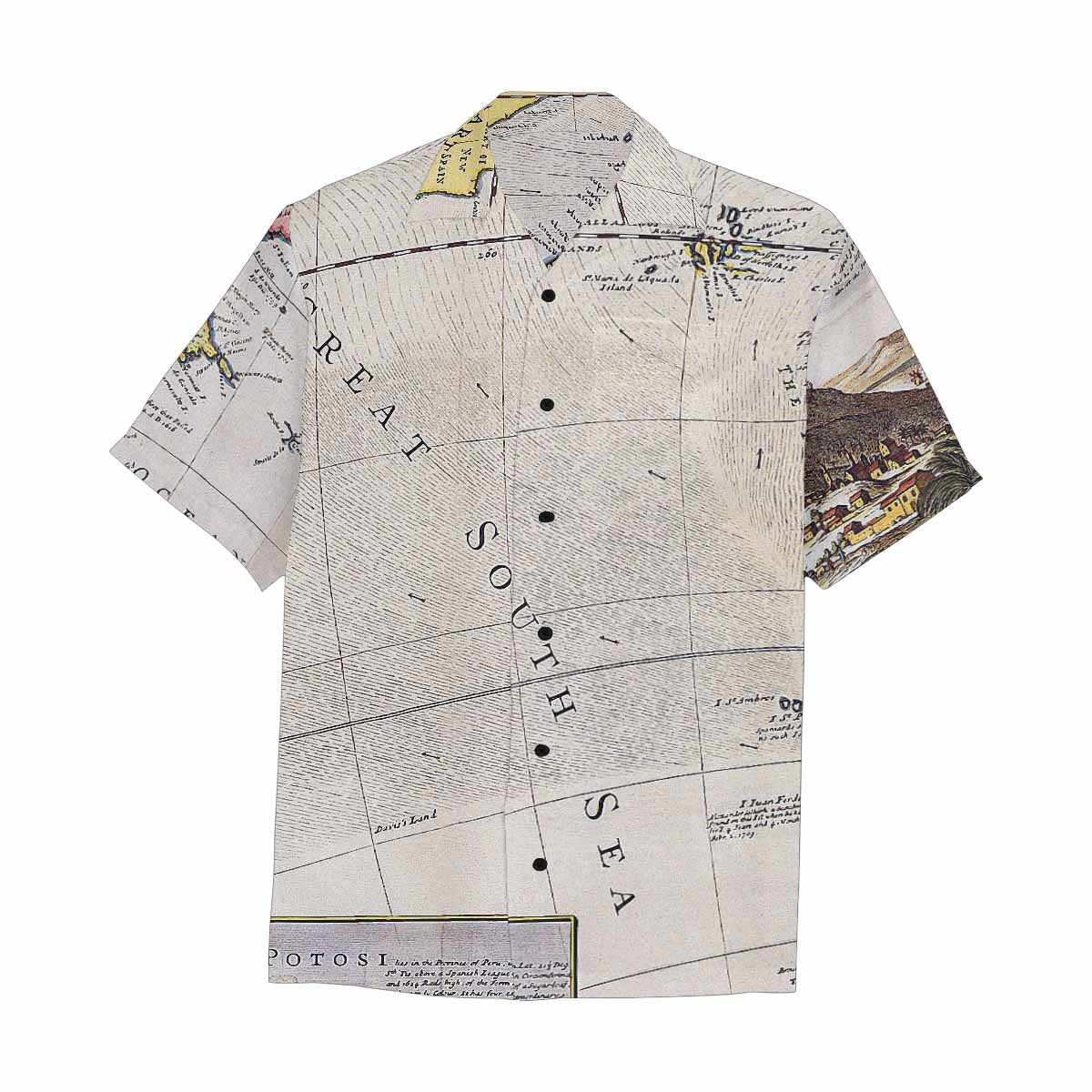 Antique Map design Hawaiian mens shirt, Design 40